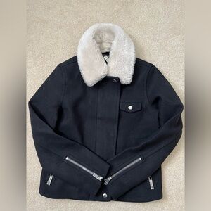 NWT Madewell Sherpa Collar Asymmetric Zip-Front Jacket